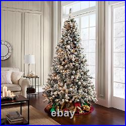 7.5Ft Pre-Lit Artificial Christmas Tree WithIncandescent Warm White Lights, Snow 7.5Ft Pre-Lit Artificial Christmas Tree WithIncandescent Warm White Lights, Snow
