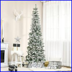 7.5' Artificial White Flocked Christmas Tree Pencil Tree for Holiday Home Décor 7.5' Artificial White Flocked Christmas Tree Pencil Tree for Holiday Home Décor