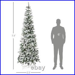 7.5' Artificial White Flocked Christmas Tree Pencil Tree for Holiday Home Décor 7.5' Artificial White Flocked Christmas Tree Pencil Tree for Holiday Home Décor