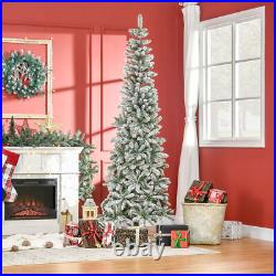 7.5' Artificial White Flocked Christmas Tree Pencil Tree for Holiday Home Décor 7.5' Artificial White Flocked Christmas Tree Pencil Tree for Holiday Home Décor