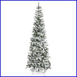 7.5' Artificial White Flocked Christmas Tree Pencil Tree for Holiday Home Décor 7.5' Artificial White Flocked Christmas Tree Pencil Tree for Holiday Home Décor