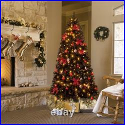 7.5 FT Christmas Tree with350 Warm White LED Lights & Tree Skirt for Holiday Party