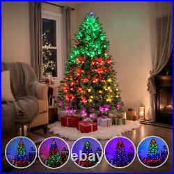 7.5 FT Pre-lit Artificial Christmas Tree APP Controlled Xmas Tree Hinged Branch 7.5 FT Pre-lit Artificial Christmas Tree APP Controlled Xmas Tree Hinged Branch