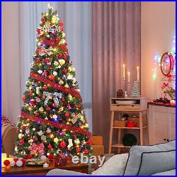 7.5 FT Pre-lit Artificial Pre-lit Christmas Tree with 400 LED Lights Xmas Decor