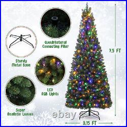 7.5 FT Pre-lit Artificial Pre-lit Christmas Tree with 400 LED Lights Xmas Decor