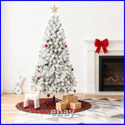 7.5 FT Snow Flocked Christmas Tree Artificial Xmas Tree Winter Home Decore Unlit