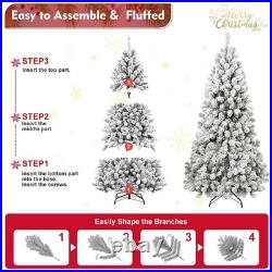 7.5 FT Snow Flocked Christmas Tree Artificial Xmas Tree Winter Home Decore Unlit