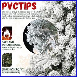 7.5 FT Snow Flocked Christmas Tree Artificial Xmas Tree Winter Home Decore Unlit