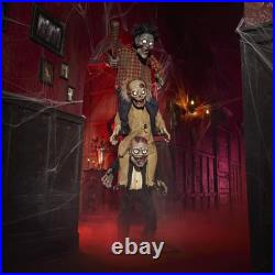7.5 Ft Gruesome Grounds Animated LED Zombie Stack Trio Luxury Halloween Prop