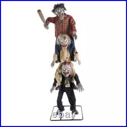 7.5 Ft Gruesome Grounds Animated LED Zombie Stack Trio Luxury Halloween Prop