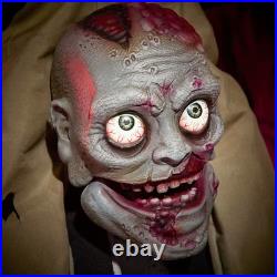 7.5 Ft Gruesome Grounds Animated LED Zombie Stack Trio Luxury Halloween Prop