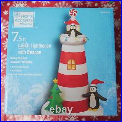 7.5 Ft Lighthouse Christmas Inflatable Penguins LED Airblown Beach Boat Florida