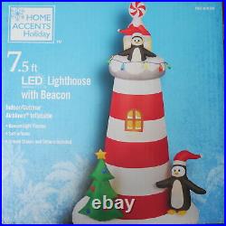 7.5 Ft Lighthouse Christmas Inflatable Penguins LED Airblown Beach Boat Florida