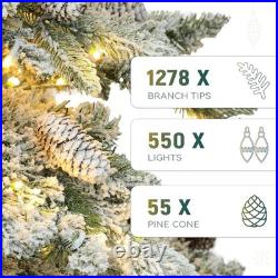 7.5 Ft Pre-Lit LED Grand Duchess Balsam Fir Flocked Artificial Christmas Tree