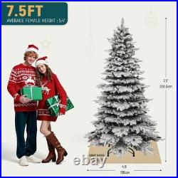 7.5 Ft Pre-Lit LED Grand Duchess Balsam Fir Flocked Artificial Christmas Tree