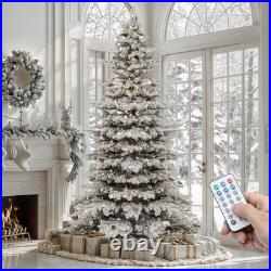 7.5 Ft Pre-Lit LED Grand Duchess Balsam Fir Flocked Artificial Christmas Tree