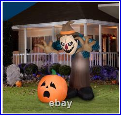 7.5' Halloween Inflatable LED ANIMATED Creepy Hunched Scarecrow with Pumpkin