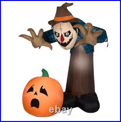 7.5' Halloween Inflatable LED ANIMATED Creepy Hunched Scarecrow with Pumpkin