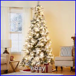 7.5-ft Candlewood pine Pre-lit Flocked Artificial Christmas Tree with Multicolor 7.5-ft Candlewood pine Pre-lit Flocked Artificial Christmas Tree with Multicolor