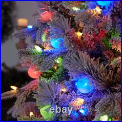7.5-ft Candlewood pine Pre-lit Flocked Artificial Christmas Tree with Multicolor 7.5-ft Candlewood pine Pre-lit Flocked Artificial Christmas Tree with Multicolor