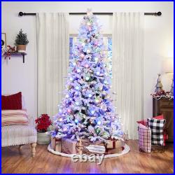 7.5-ft Candlewood pine Pre-lit Flocked Artificial Christmas Tree with Multicolor 7.5-ft Candlewood pine Pre-lit Flocked Artificial Christmas Tree with Multicolor