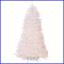 7.5 ft. Pre-Lit Dunhill Fir White Tree with Clear Lights, Plug-In