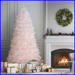 7.5 ft. Pre-Lit Dunhill Fir White Tree with Clear Lights, Plug-In