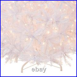 7.5 ft. Pre-Lit Dunhill Fir White Tree with Clear Lights, Plug-In