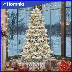 7.5 ft Pre-Lit Flocked Artificial Christmas Tree with 450 Lights Snowy Branches 7.5 ft Pre-Lit Flocked Artificial Christmas Tree with 450 Lights Snowy Branches