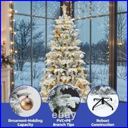 7.5 ft Pre-Lit Flocked Artificial Christmas Tree with 450 Lights Snowy Branches 7.5 ft Pre-Lit Flocked Artificial Christmas Tree with 450 Lights Snowy Branches
