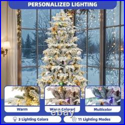 7.5 ft Pre-Lit Flocked Artificial Christmas Tree with 450 Lights Snowy Branches 7.5 ft Pre-Lit Flocked Artificial Christmas Tree with 450 Lights Snowy Branches
