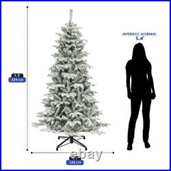 7.5 ft Pre-Lit Flocked Artificial Christmas Tree with 450 Lights Snowy Branches 7.5 ft Pre-Lit Flocked Artificial Christmas Tree with 450 Lights Snowy Branches