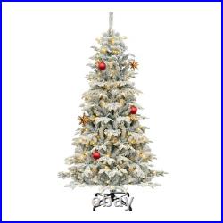 7.5 ft Pre-Lit Flocked Artificial Christmas Tree with 450 Lights Snowy Branches 7.5 ft Pre-Lit Flocked Artificial Christmas Tree with 450 Lights Snowy Branches