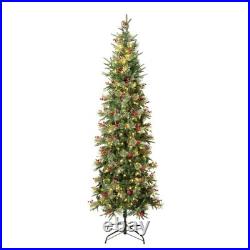 7.5 ft. Pre-Lit Virginia Pine Mixed Slim Tree with Warm White LED Lights, Plug-I