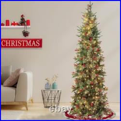 7.5 ft. Pre-Lit Virginia Pine Mixed Slim Tree with Warm White LED Lights, Plug-I