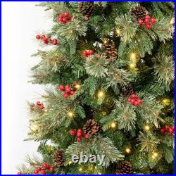 7.5 ft. Pre-Lit Virginia Pine Mixed Slim Tree with Warm White LED Lights, Plug-I