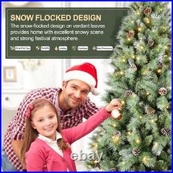 7.5 ft Prelit Artificial Snow Tips Christmas Tree With 450 Lights 92 Pinecones