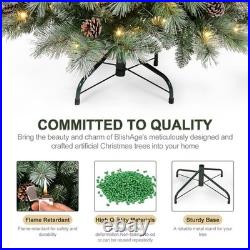 7.5 ft Prelit Artificial Snow Tips Christmas Tree With 450 Lights 92 Pinecones