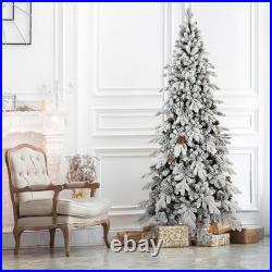 7.5 ft Unlit Flocked Pencil Spruce Artificial Christmas Tree with 40 Pine Cone