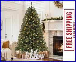 7.5ft Artificial Balsam Fir Christmas Tree Pre-Lit with Warm LED Lights