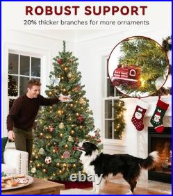 7.5ft Artificial Balsam Fir Christmas Tree Pre-Lit with Warm LED Lights