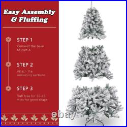 7.5ft Artificial Christmas Tree Prelit Xmas Snow Flocked LED Light Holiday Decor