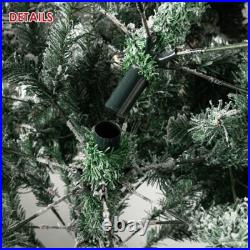 7.5ft Artificial Pre-lit Christmas Tree Snow White Flocked Hinged Bushy Xmas