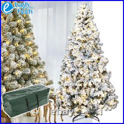 7.5ft Christmas Tree Prelit Artificial Xmas Snow Flocked LED Light Holiday Decor 7.5ft Christmas Tree Prelit Artificial Xmas Snow Flocked LED Light Holiday Decor