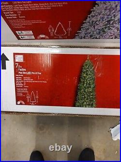 7.5ft. Pre-Lit LED Festive Pine Slim Artificial Christmas Tree NEW FREE SHIPPING 7.5ft. Pre-Lit LED Festive Pine Slim Artificial Christmas Tree NEW FREE SHIPPING