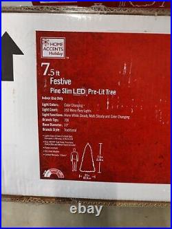 7.5ft. Pre-Lit LED Festive Pine Slim Artificial Christmas Tree NEW FREE SHIPPING 7.5ft. Pre-Lit LED Festive Pine Slim Artificial Christmas Tree NEW FREE SHIPPING