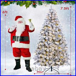 7.5ft Pre-lit Snow Flocked Artificial Christmas Tree Warm Lights for Home Decor 7.5ft Pre-lit Snow Flocked Artificial Christmas Tree Warm Lights for Home Decor