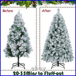 7.5ft Pre-lit Snow Flocked Artificial Christmas Tree Warm Lights for Home Decor 7.5ft Pre-lit Snow Flocked Artificial Christmas Tree Warm Lights for Home Decor