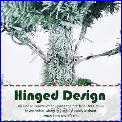 7.5ft Pre-lit Snow Flocked Artificial Christmas Tree Warm Lights for Home Decor 7.5ft Pre-lit Snow Flocked Artificial Christmas Tree Warm Lights for Home Decor