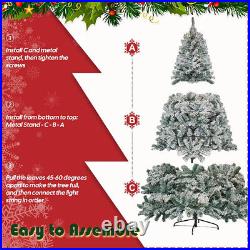 7.5ft Pre-lit Snow Flocked Artificial Christmas Tree with LED Lights for Home